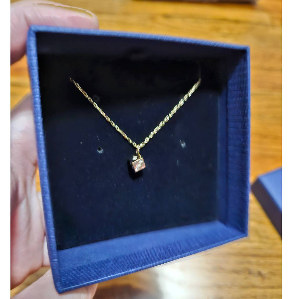 NEW! Swarovski Gold-Tone Crystal Dice Pendant Necklace #5523560